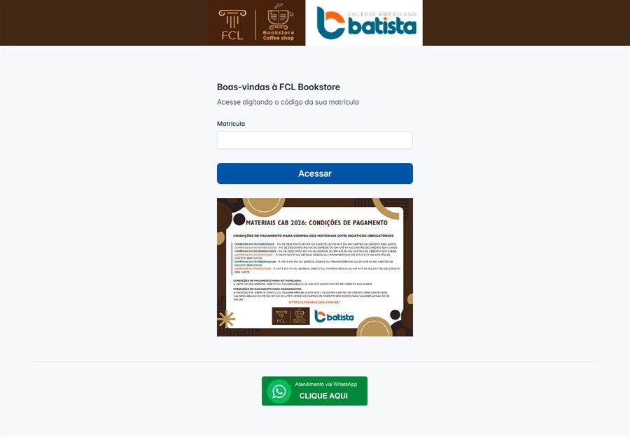 Portal da Livraria DIIA rodando para um colégio cliente
